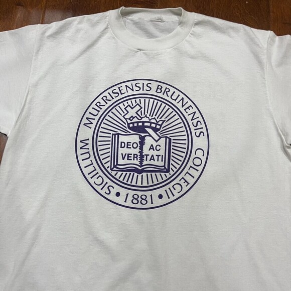 Morris Brown Alumni Vintage Single Stitch White Purple T-Shirt HBCU Men's Size L - Picture 2 of 7